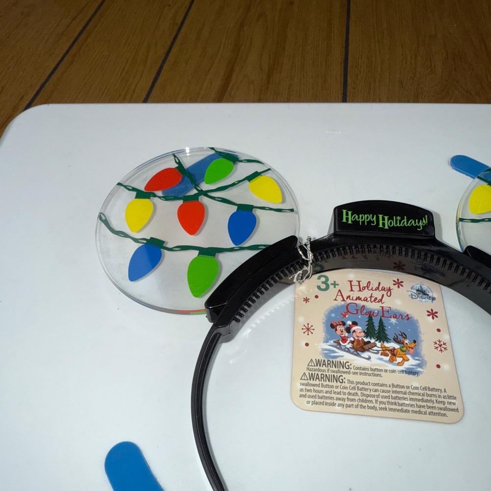 Disney Holiday Animated Glow Ears Headband Light Up Christmas Mickey Minnie - Picture 5 of 9